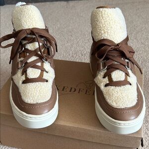 Naked Feet Tan and Cream Sneakers